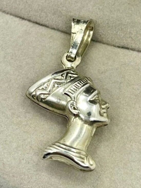 Jewelry - Vintage 925 Sterling Silver Nefertiti 3D Pendant Made in Italy